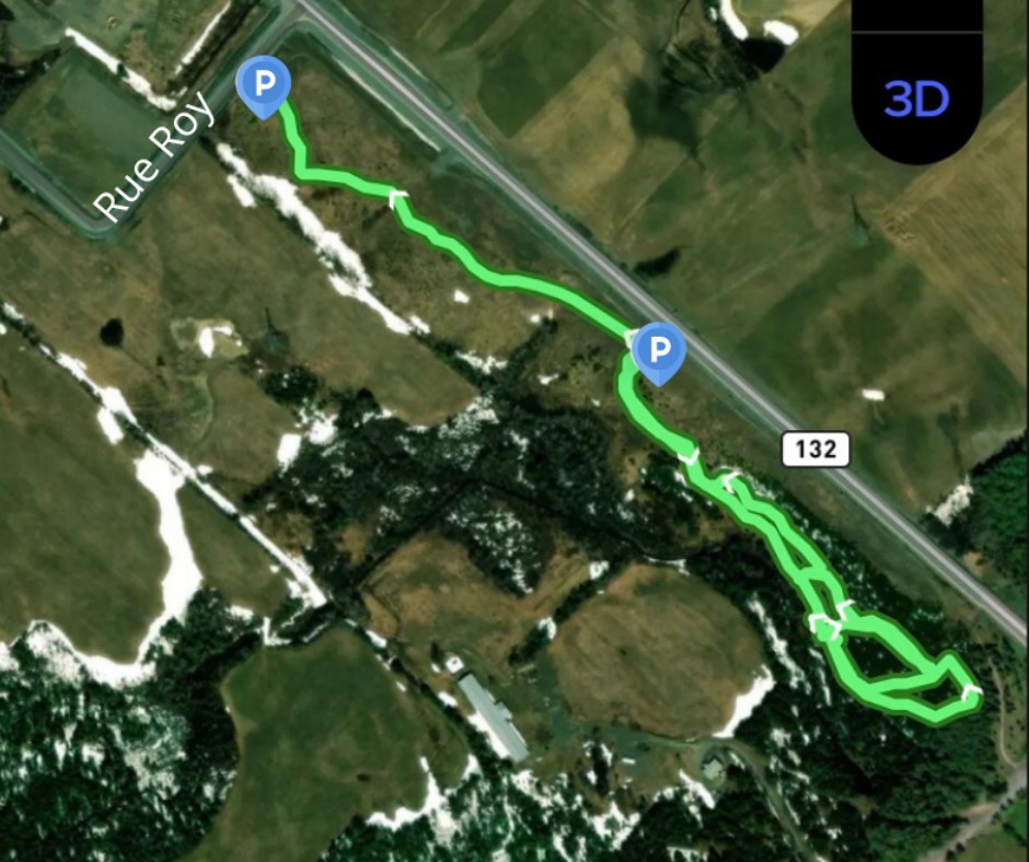 trajet du sentier de raquette