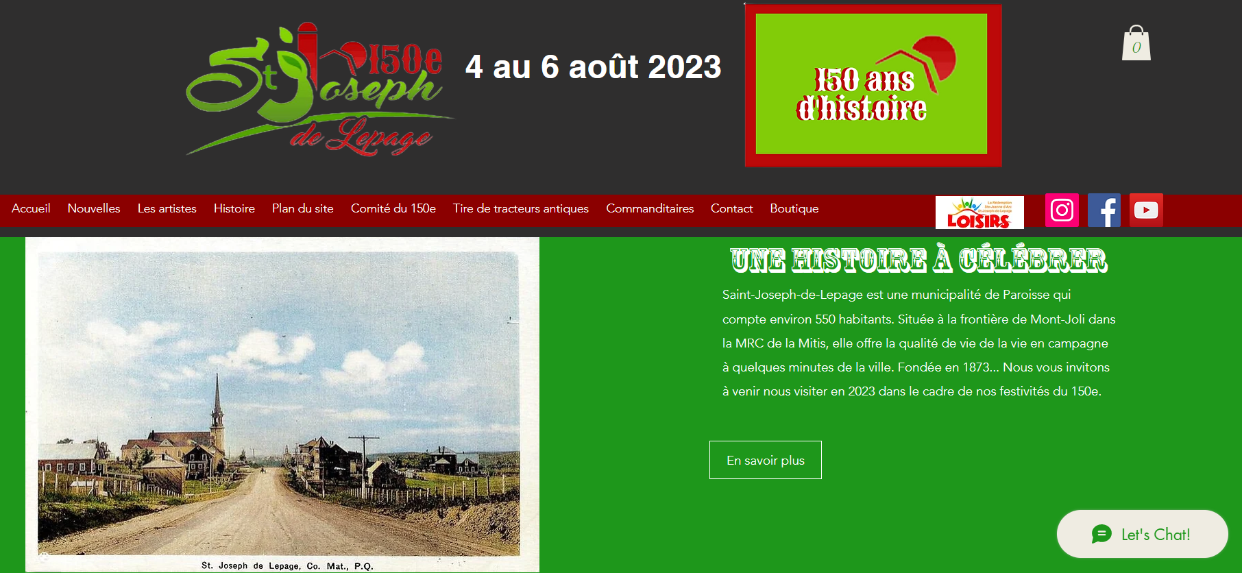 Un nouveau site pour le 150e!